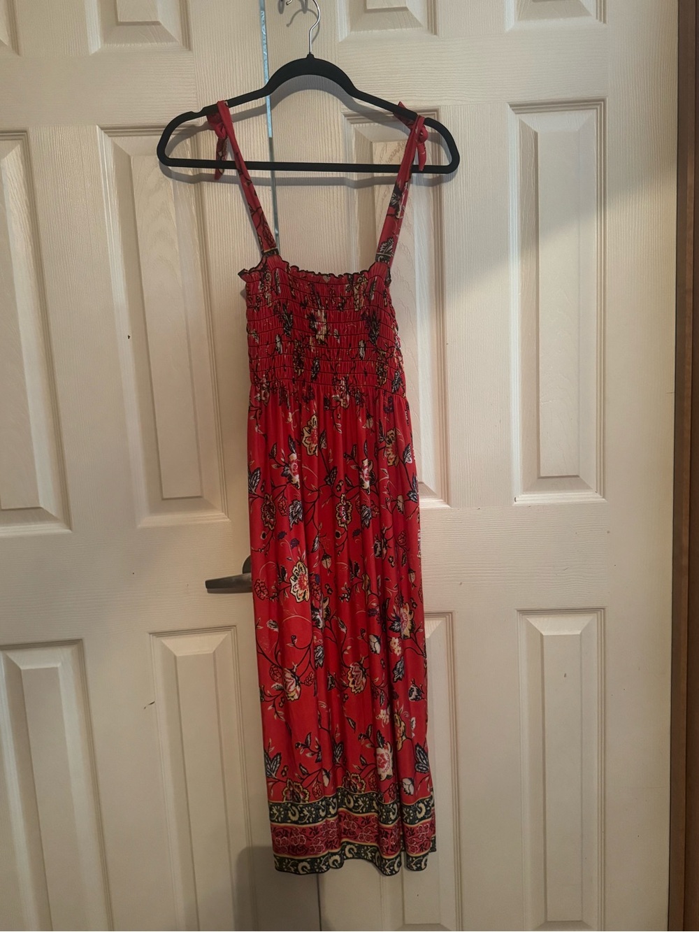 Red Floral Smocked Sundress for Girls